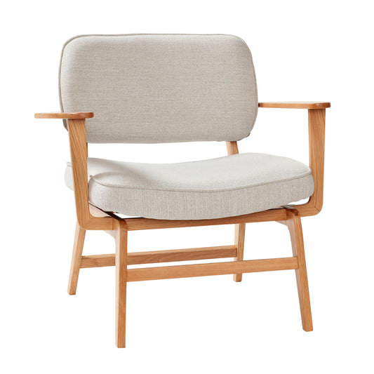 Poltrona Haze em Carvalho, Tecido Cinzento-Claro — 81 × 65 × 79 cm