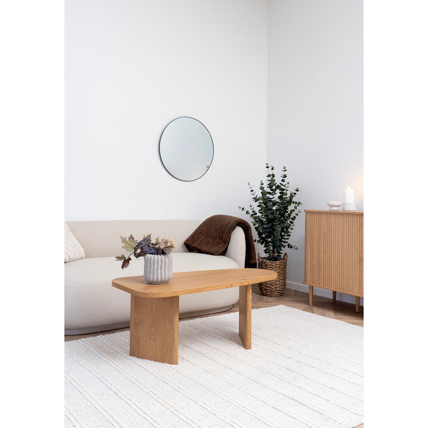 Mesa de Centro Melo em Madeira Natural, 100 × 50 × 41 cm