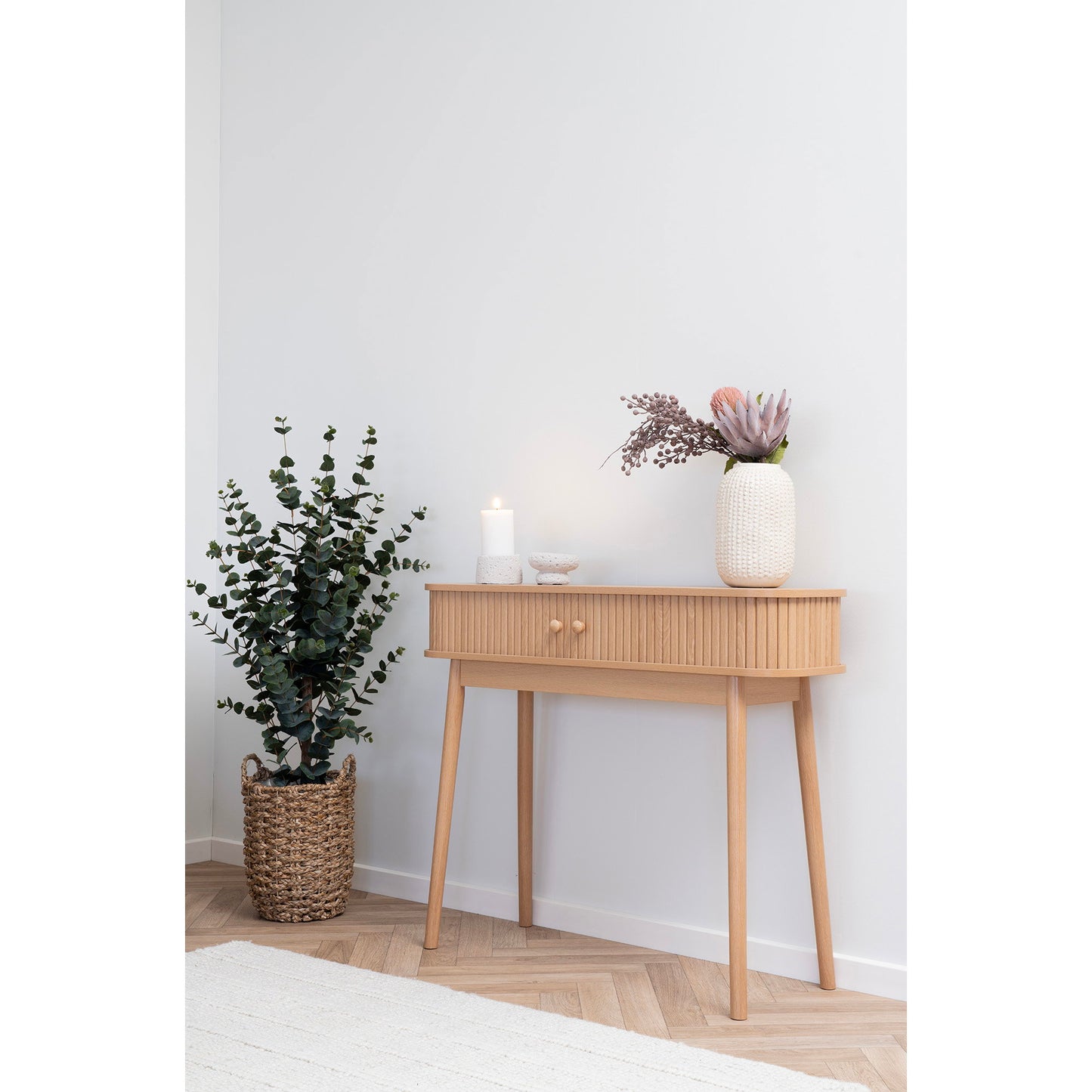 Aparador Nikko com 2 Portas, Natural — 100 × 30 × 80 cm
