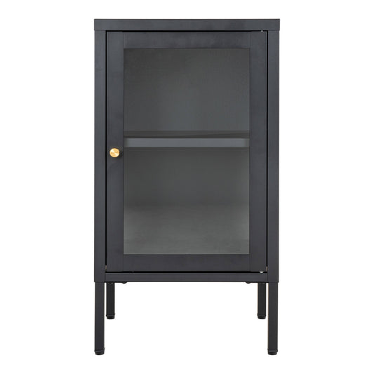 Armário Dalby em Aço Preto com 1 Porta de Vidro — 38 × 35 × 70 cm