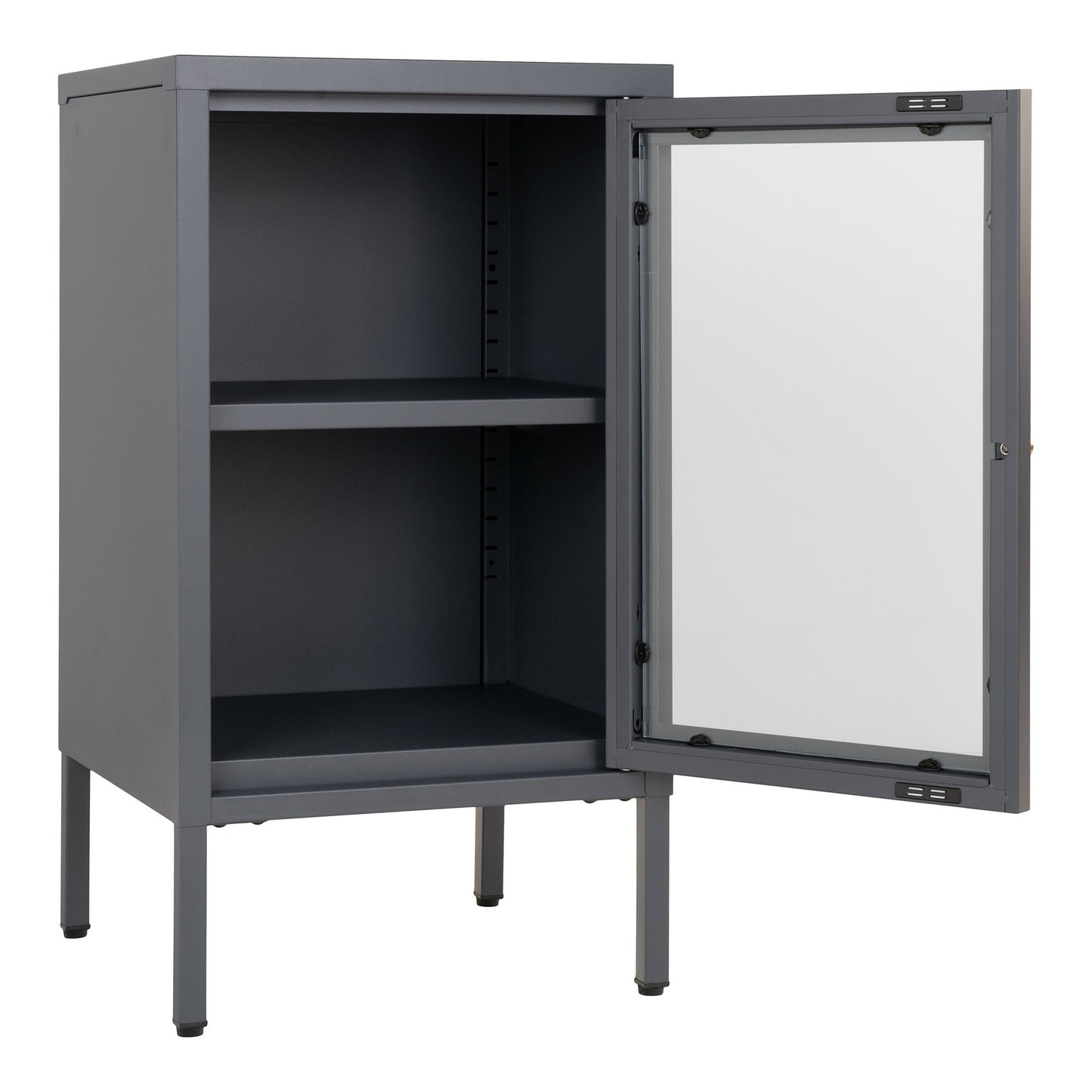Armário Dalby com Porta de Vidro, Aço Cinzento — 38 × 35 × 70 cm