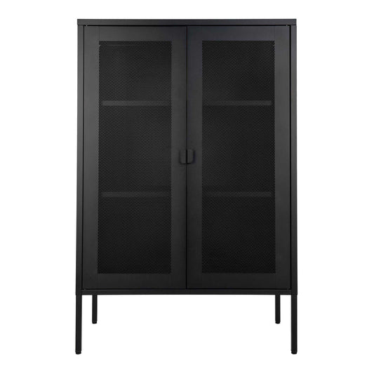 Vitrina Melbourne de Acero Negro con Puertas de Rejilla — 80 × 40 × 120 cm