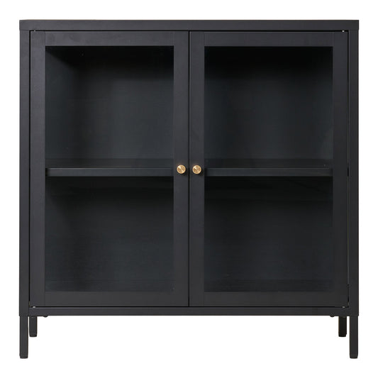 Armário Dalby em Aço Preto com 2 Portas de Vidro — 80 × 35 × 80 cm