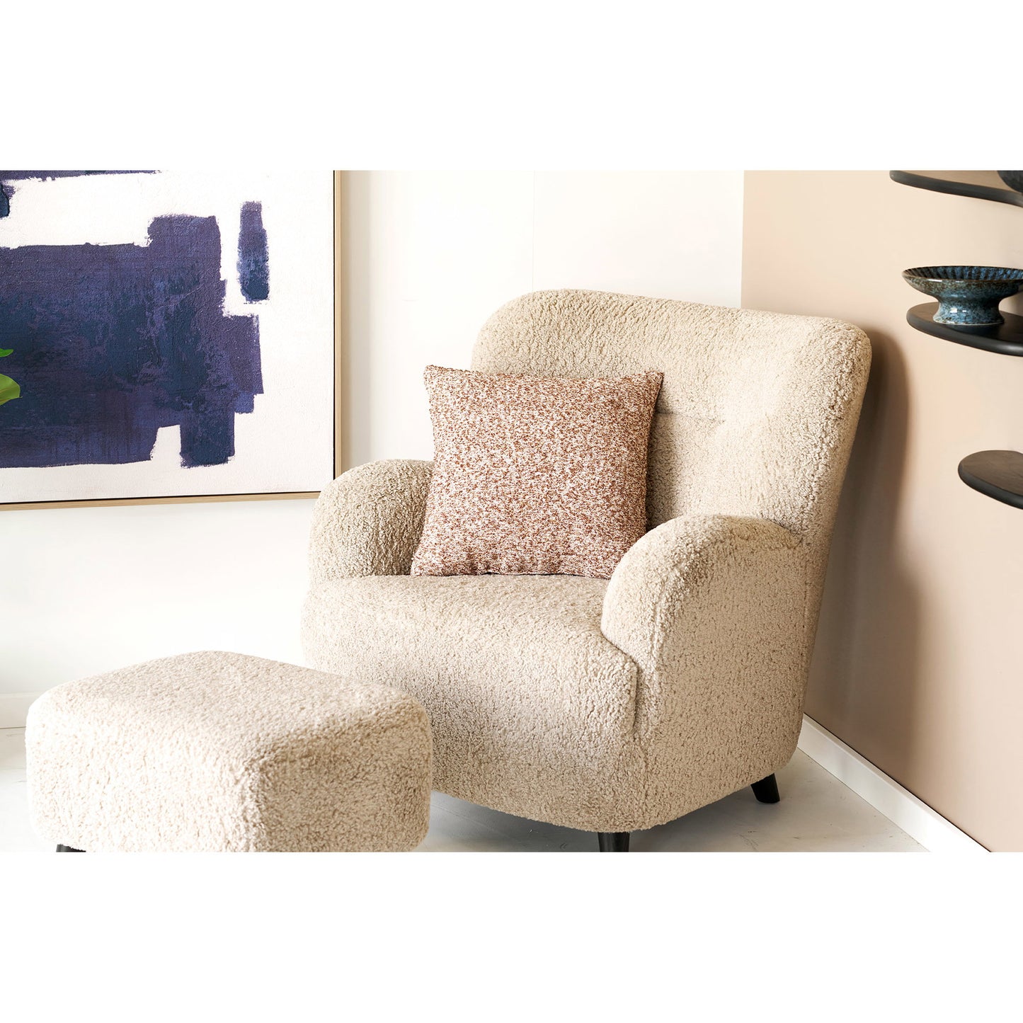Lamu Melange Knit Cushion, Brown and Beige — 45 × 45 cm