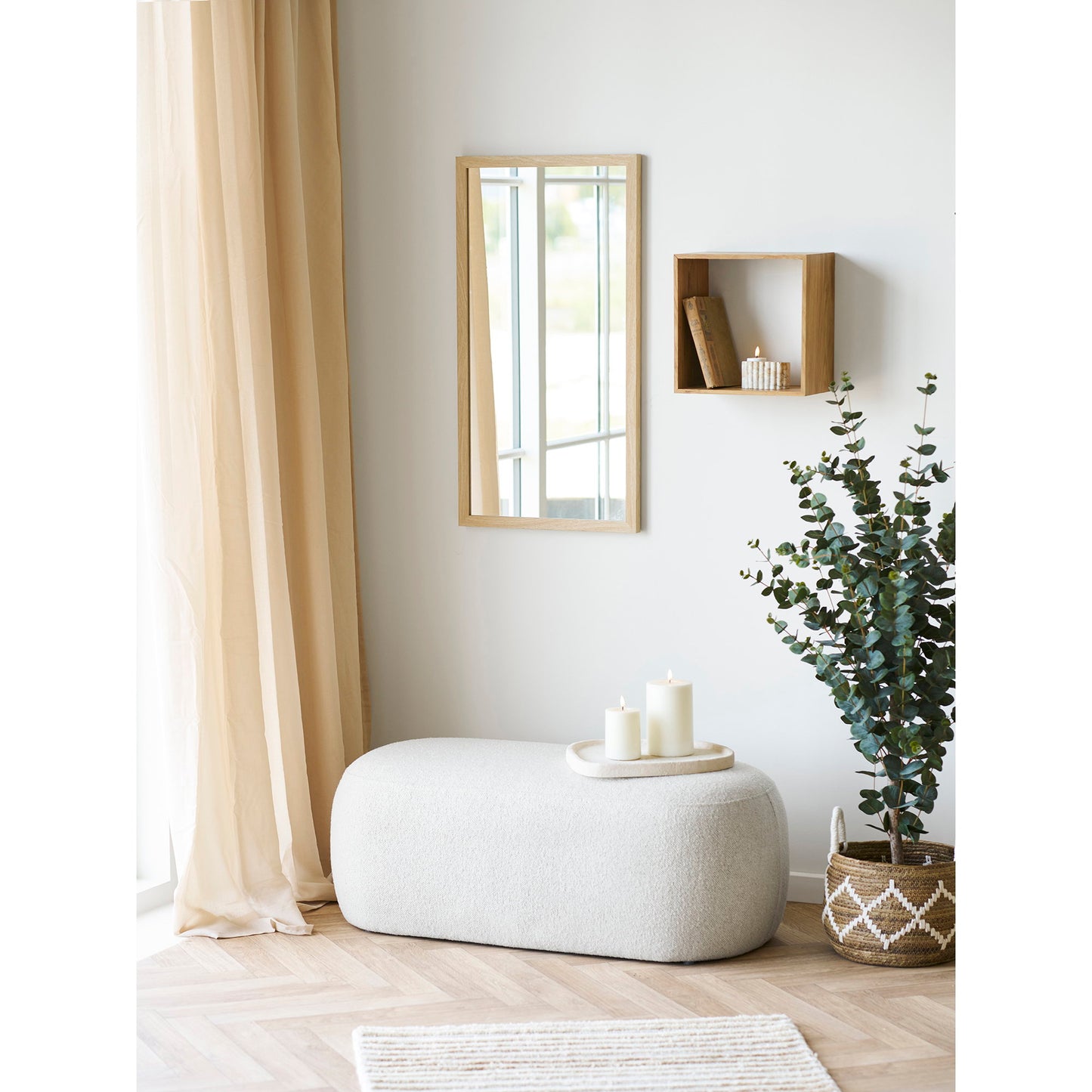 Espelho Scottsdale com Moldura em Madeira Natural — 45 × 75 cm