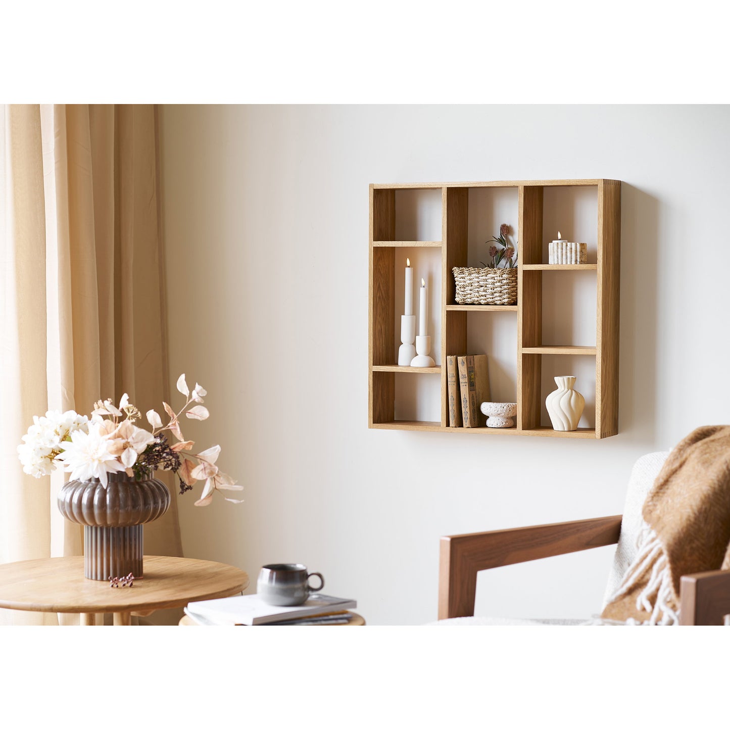 Prateleira de Parede Townsville em Carvalho Natural — 70 × 15 × 70 cm
