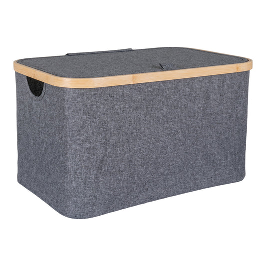 Cesto Noto em Bambu e Têxtil, Cinzento-Escuro — 45 × 30 × 25 cm