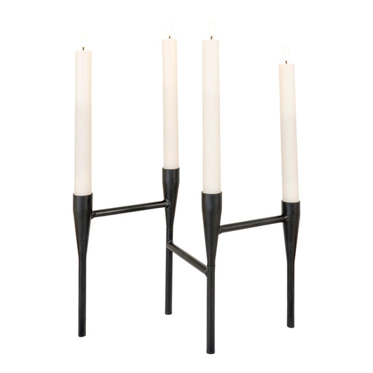 Porta-Velas em Aço Preto — 28 × 21 cm