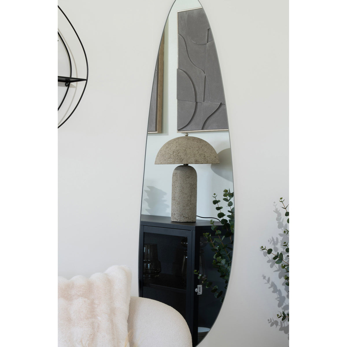 Candeeiro de Mesa Astley em Papel-Mâché, Cinzento-Pedra — 49,5 cm