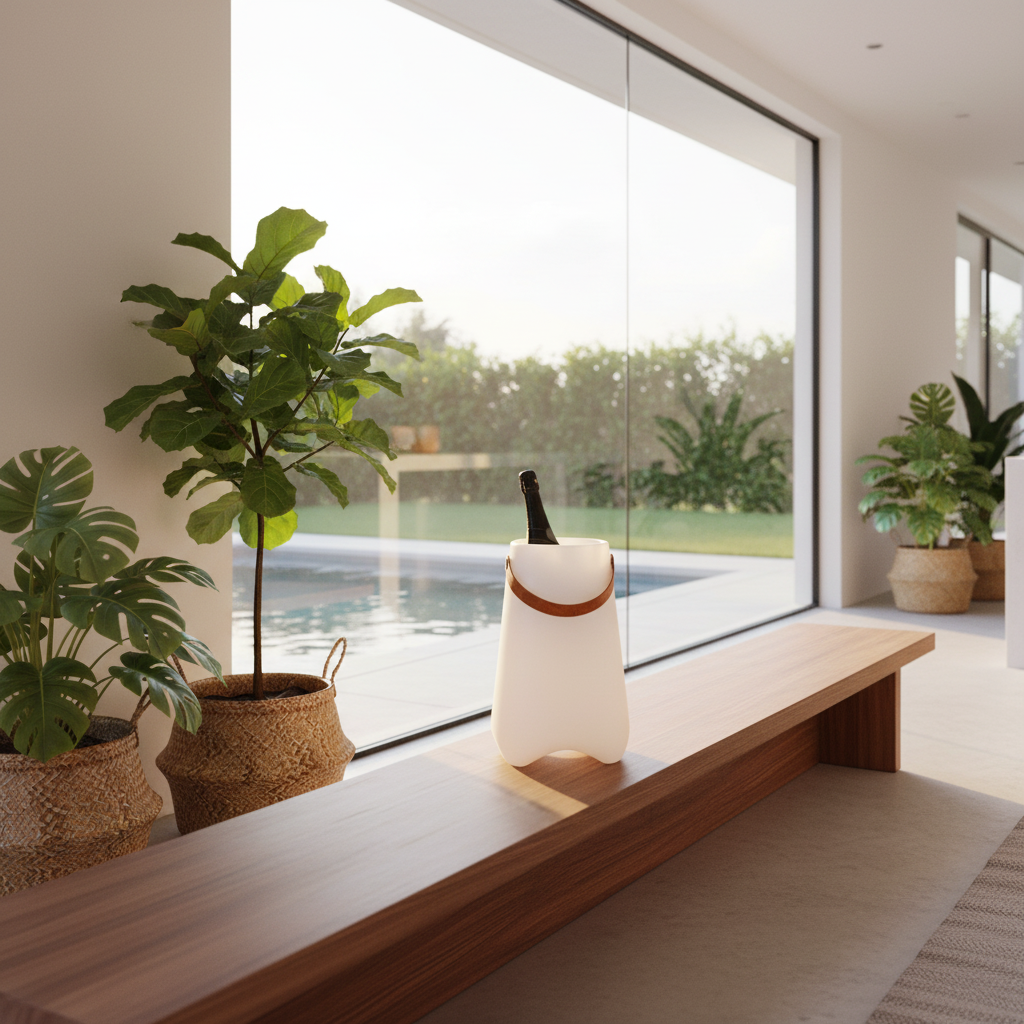 Balde de Vinho Bristol com Luz LED, Recarregável Branco