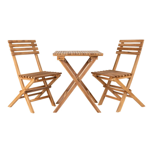 Conjunto de Jardim Cuenca — Mesa e 2 Cadeiras em Teca Natural