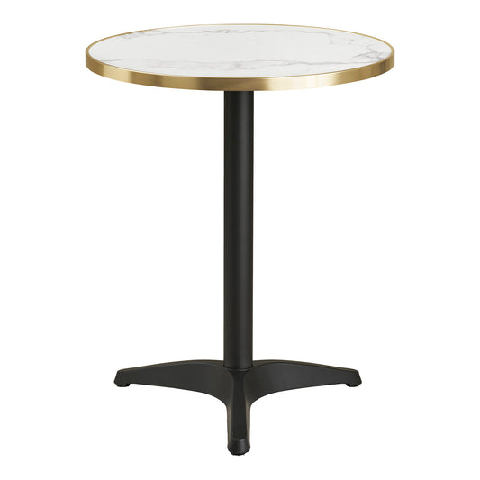 Mesa Bistrô com Tampo Efeito Mármore Branco e Dourado — Ø 60 × 73 cm