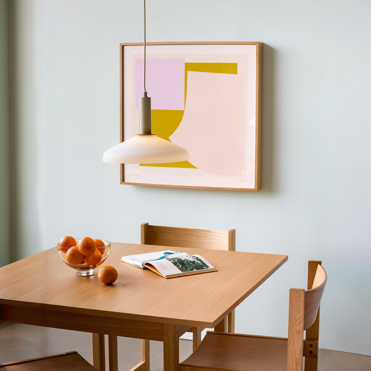Apollo Pendant Lamp in Glass and Iron, Sand and Orange — Ø 35 × 28 cm
