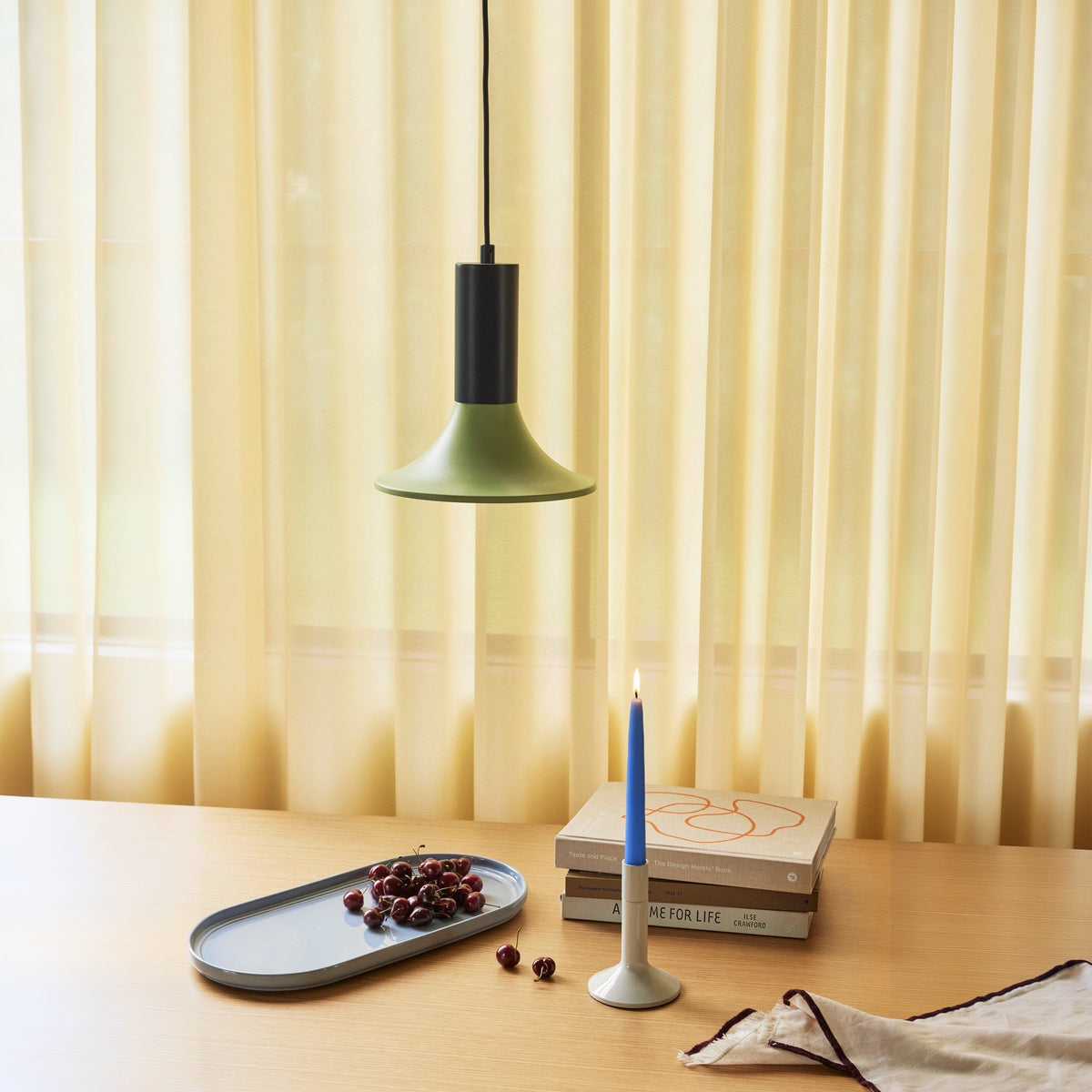 Candeeiro Suspenso Luminary em Ferro, Azul e Verde-Claro — Ø 25 × 24 cm