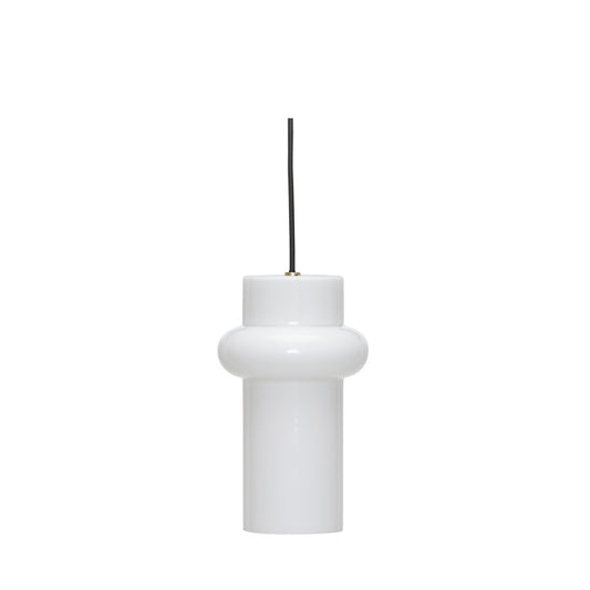 Candeeiro Suspenso Pilule Up, Branco Brilhante em Vidro Opalino Soprado à Boca — Ø 15 × 25 cm