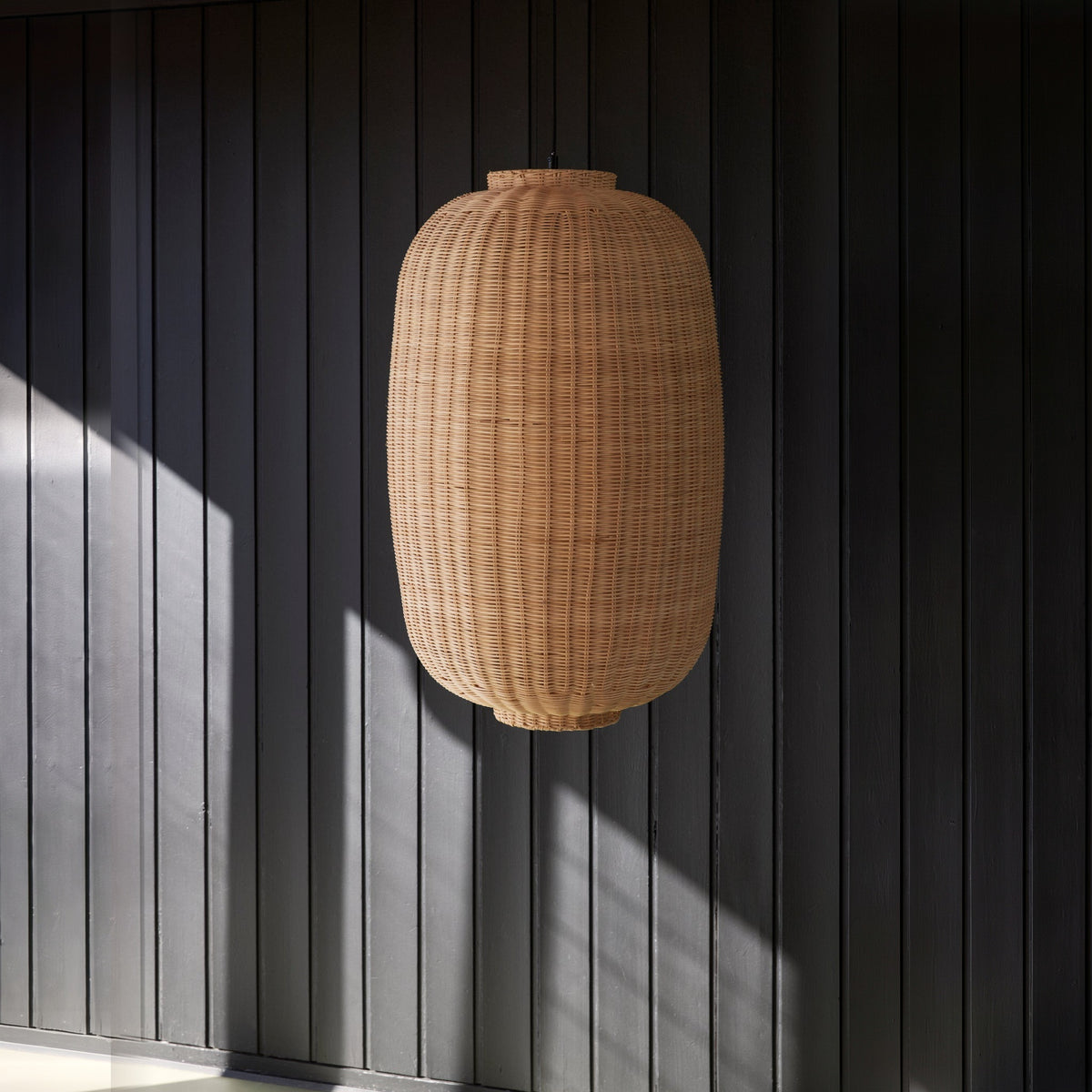 Candeeiro Suspenso Chand Oval em Rattan, Natural — Ø 45 × 75 cm