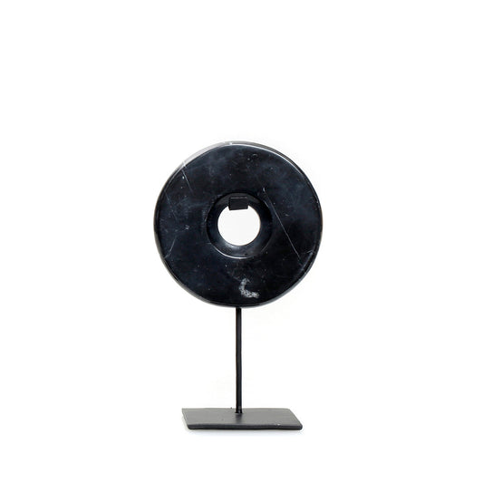 Disco de Mármore com Base em Metal — Preto — P