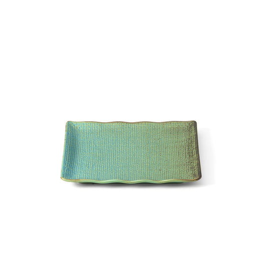 Prato Quadrado Lagoon em Cerâmica Verde-Azulada — 20 × 20 cm