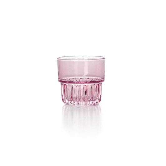 Pack de 6 Copos Facetados em Vidro Rosa Blush — 8,3 × 8 cm