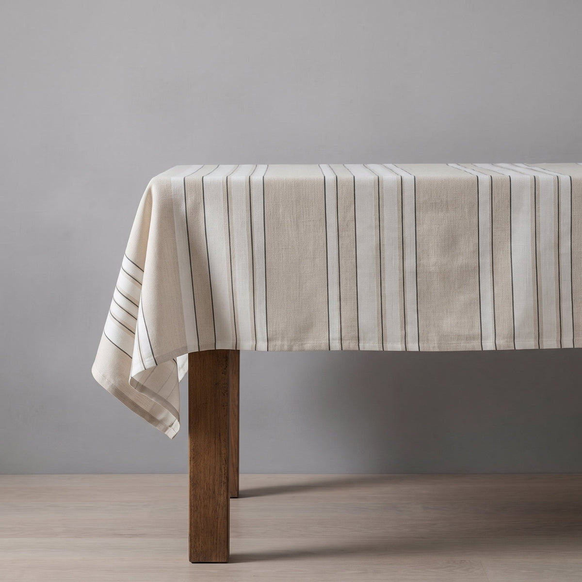 Provence Natural Linen Striped Tablecloth — 150 × 250 cm