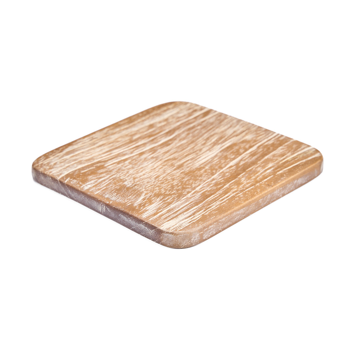 Pack de 4 Porta-Copos em Pedra Natural Rústica, Branco Lavado — Ø 10 cm