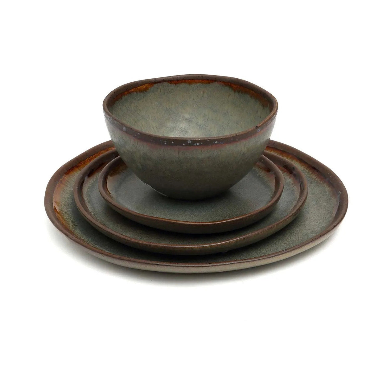 Côa Cereal Bowl in Moss-Green Stoneware — Ø 15 × 8 cm