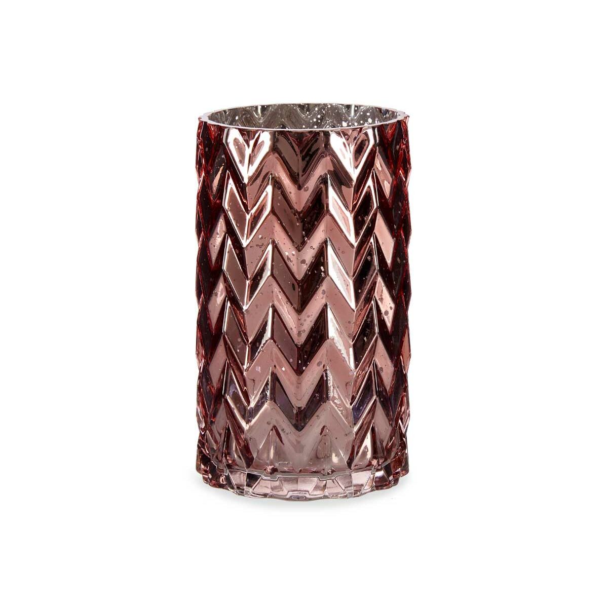 Vase Gift Decor Pink Crystal Ear (of wheat) Engraving 11,3 x 19,5 x 11,3 cm (6 Units)-2