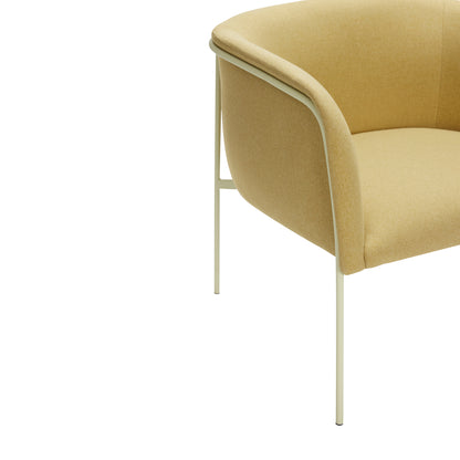 Poltrona Eyrie em Tecido e Aço, Amarelo — 89 × 58 × 78 cm