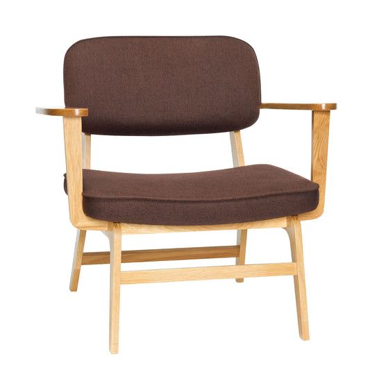 Poltrona Haze em Carvalho, Tecido Castanho-Escuro — 81 × 65 × 79 cm