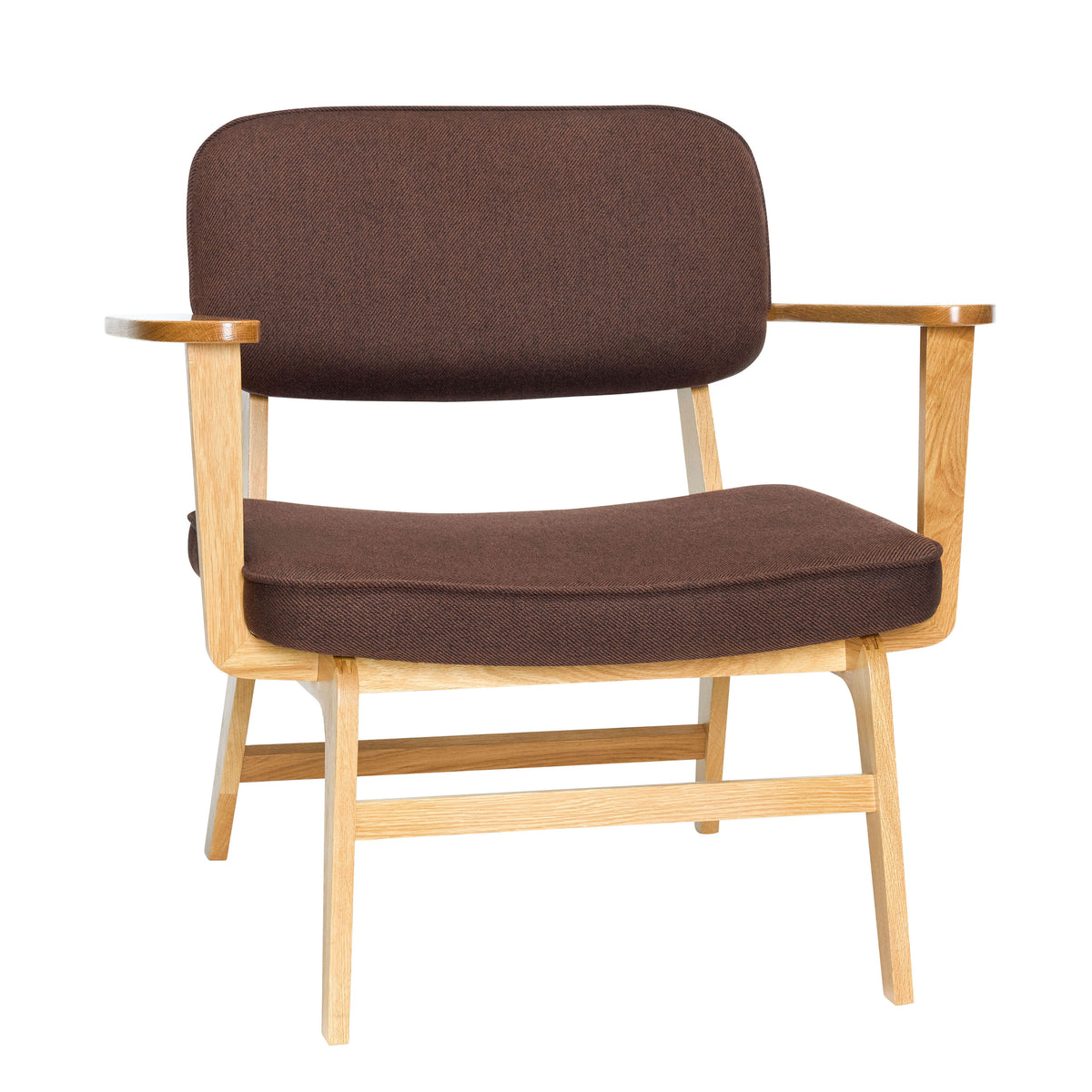 Poltrona Haze em Carvalho, Tecido Castanho-Escuro — 81 × 65 × 79 cm