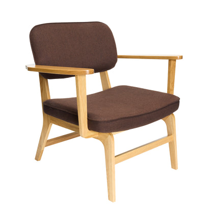 Poltrona Haze em Carvalho, Tecido Castanho-Escuro — 81 × 65 × 79 cm