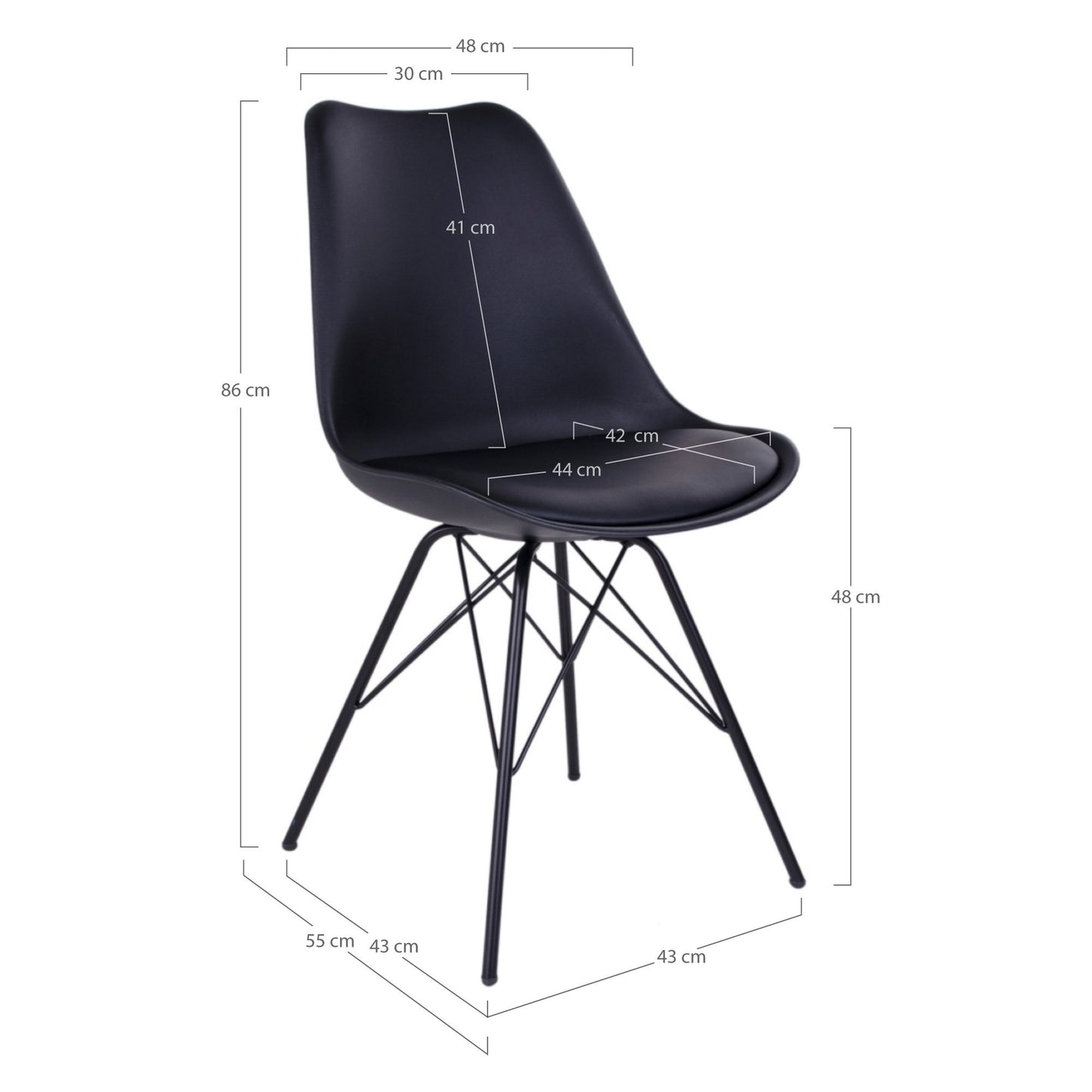 Cadeira de Jantar Oslo em Couro Sintético Preto