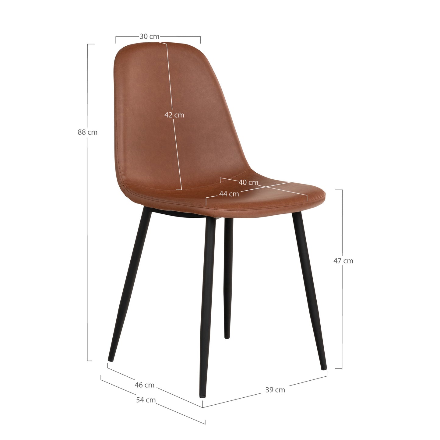 Cadeira de Jantar Stockholm em Couro Sintético Castanho Vintage