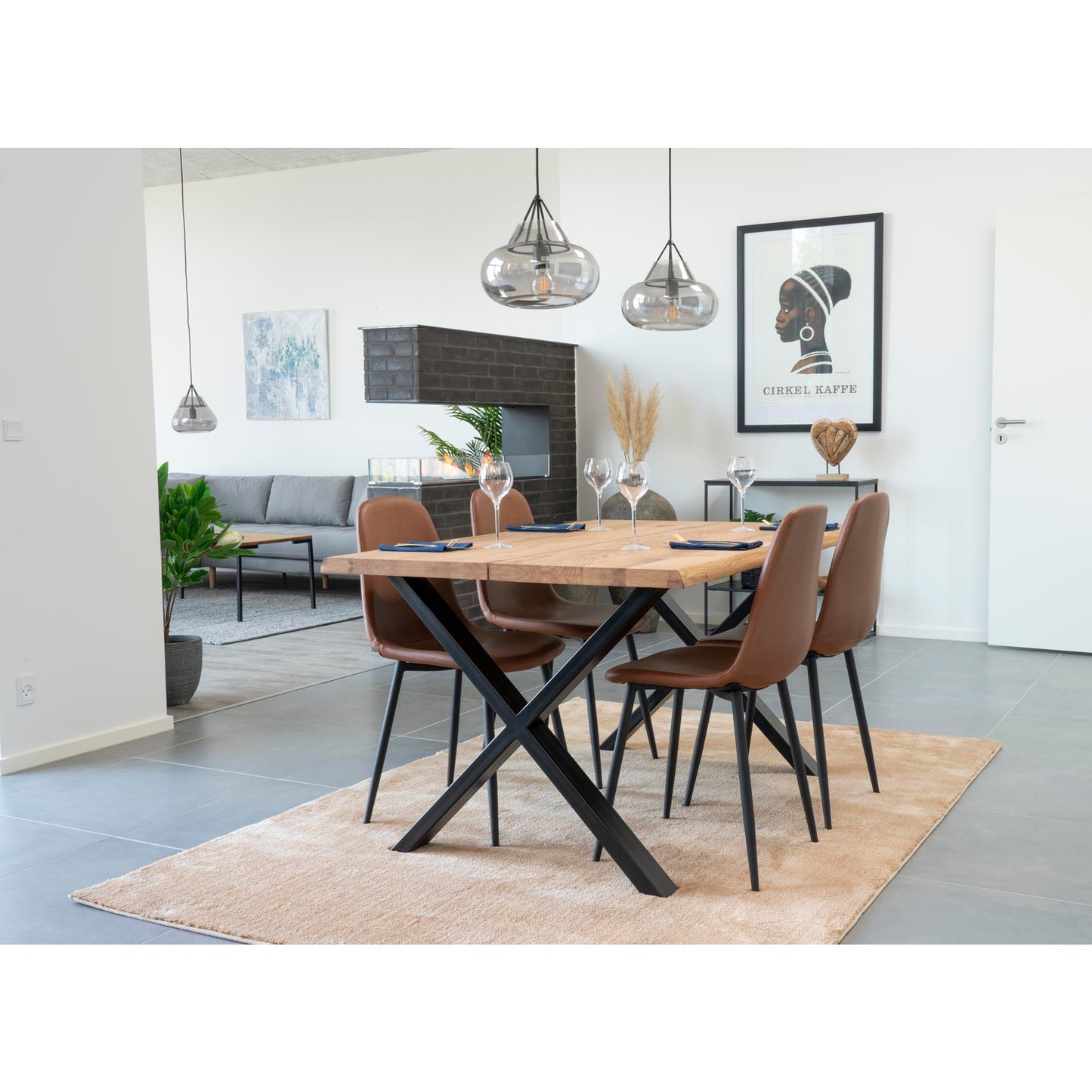 Cadeira de Jantar Stockholm em Couro Sintético Castanho Vintage