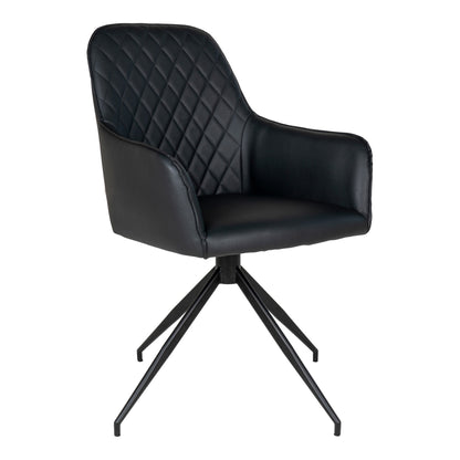 Silla de Comedor Giratoria Harbo en Piel Sintética Negra, Patas Negras
