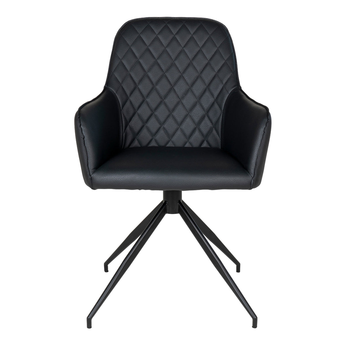 Silla de Comedor Giratoria Harbo en Piel Sintética Negra, Patas Negras