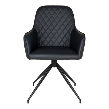 Silla de Comedor Giratoria Harbo en Piel Sintética Negra, Patas Negras