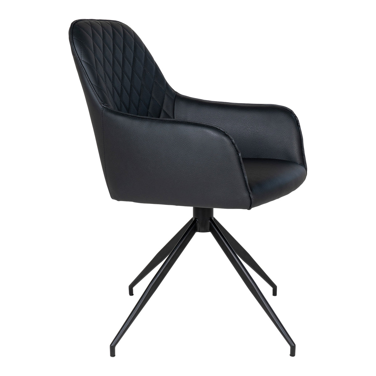 Silla de Comedor Giratoria Harbo en Piel Sintética Negra, Patas Negras