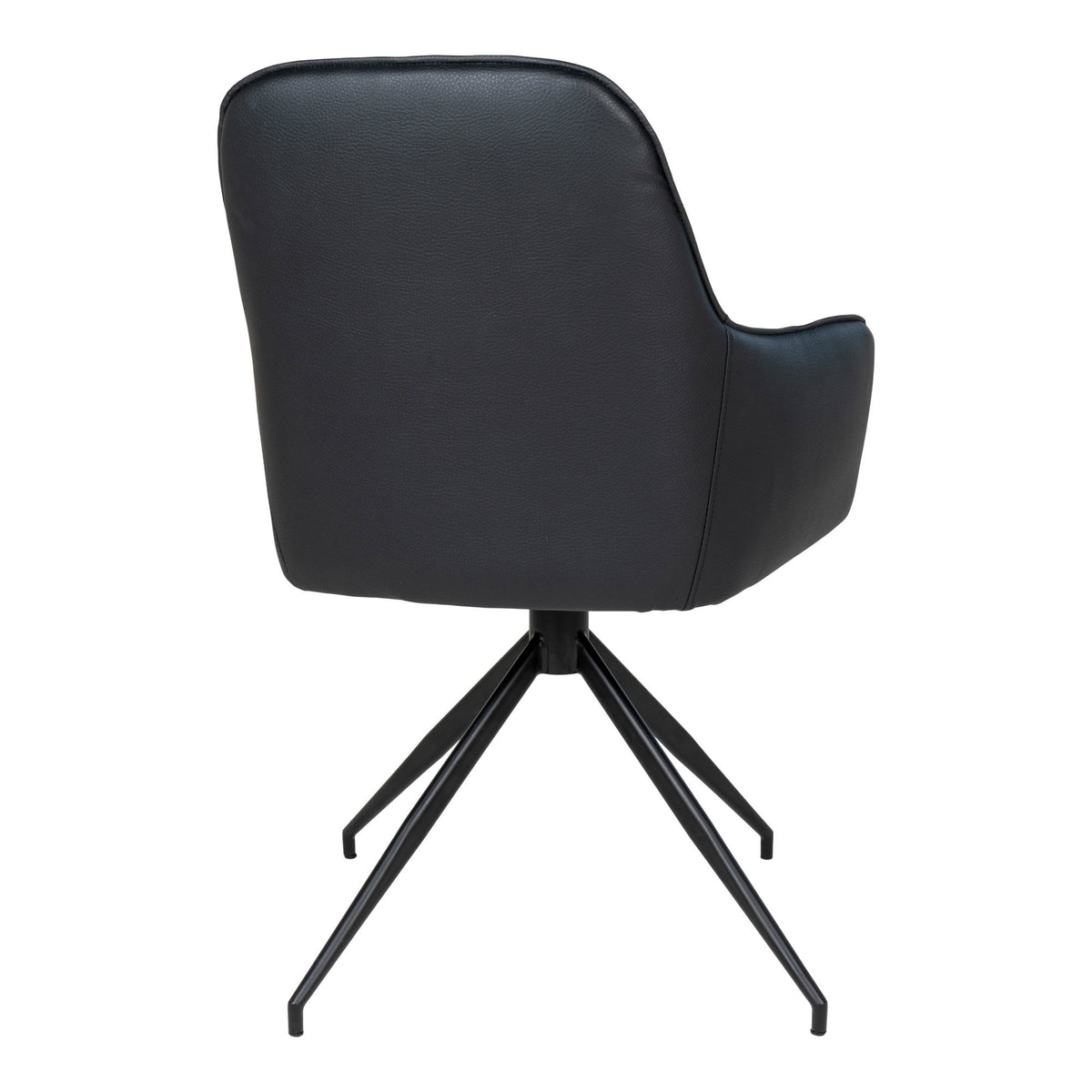 Silla de Comedor Giratoria Harbo en Piel Sintética Negra, Patas Negras