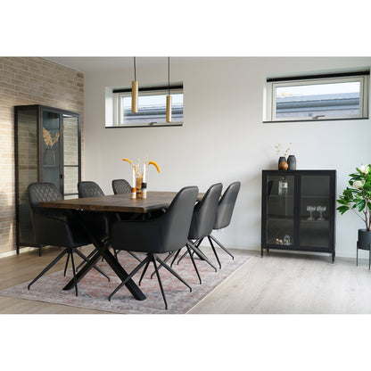 Silla de Comedor Giratoria Harbo en Piel Sintética Negra, Patas Negras