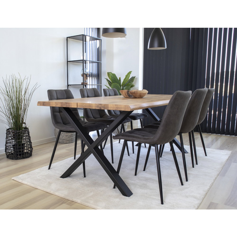 Cadeira de Jantar Middelfart em Microfibra Cinzento-Escuro, Pés Pretos