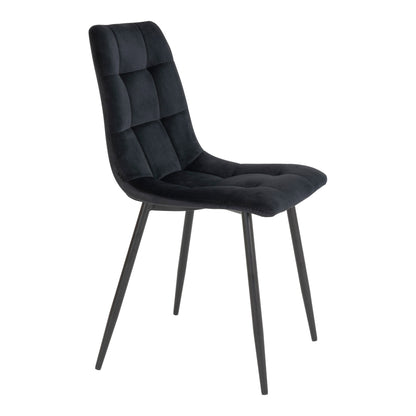 Middelfart Dining Chair in Black Velvet with Black Legs