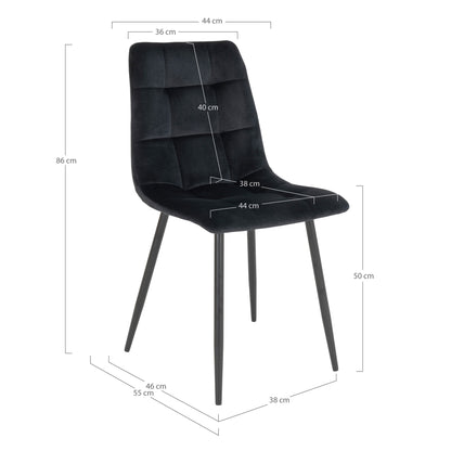Middelfart Dining Chair in Black Velvet with Black Legs