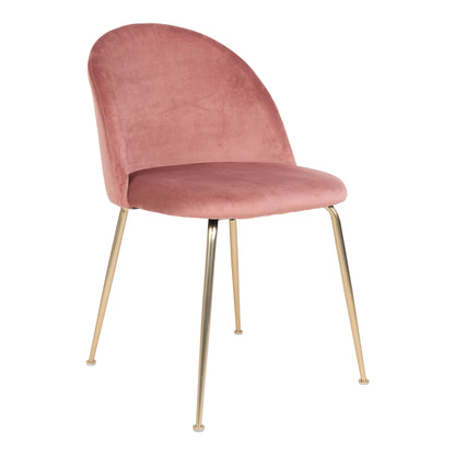Cadeira de Jantar Geneve em Veludo Rosa, Pés Cor Latão
