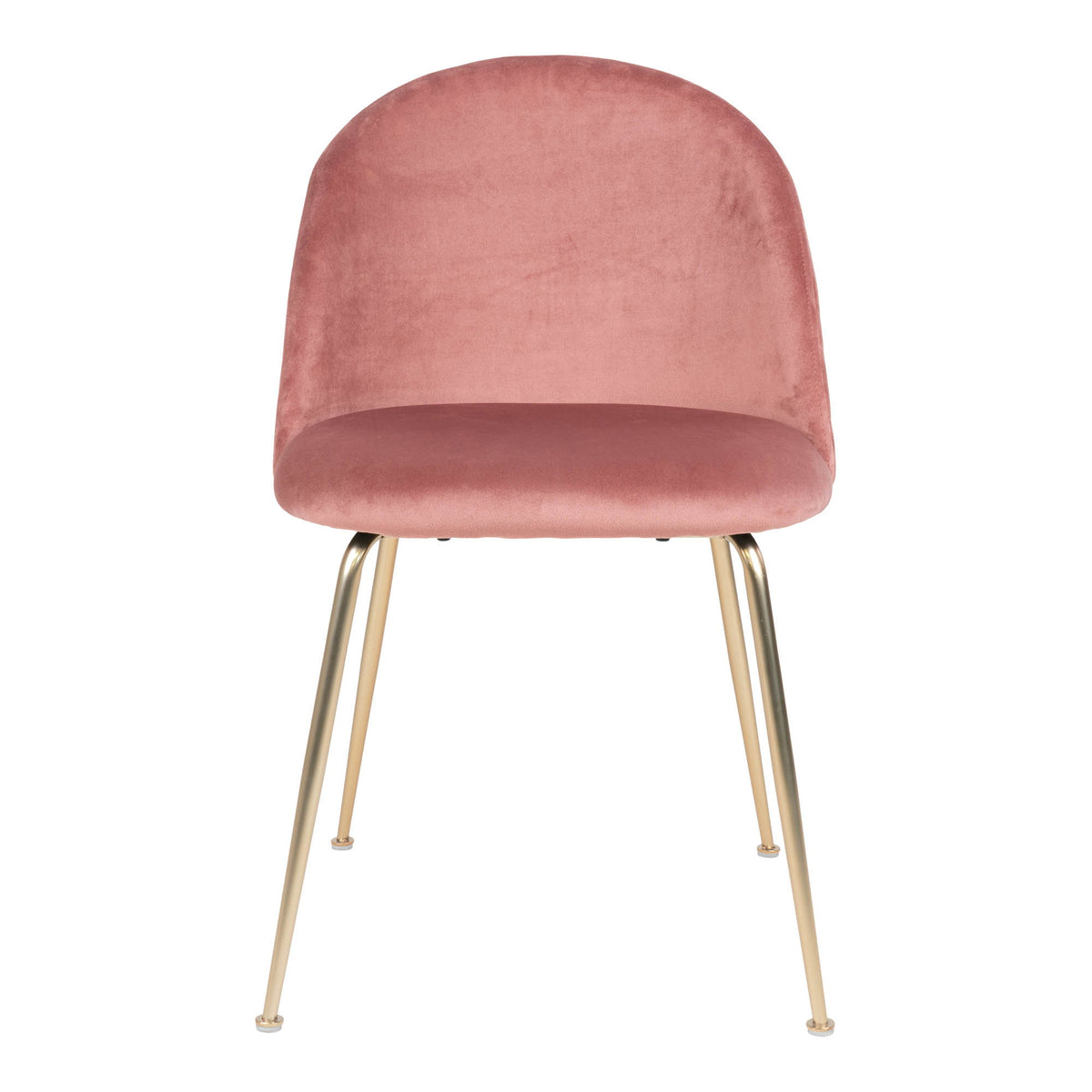Cadeira de Jantar Geneve em Veludo Rosa, Pés Cor Latão