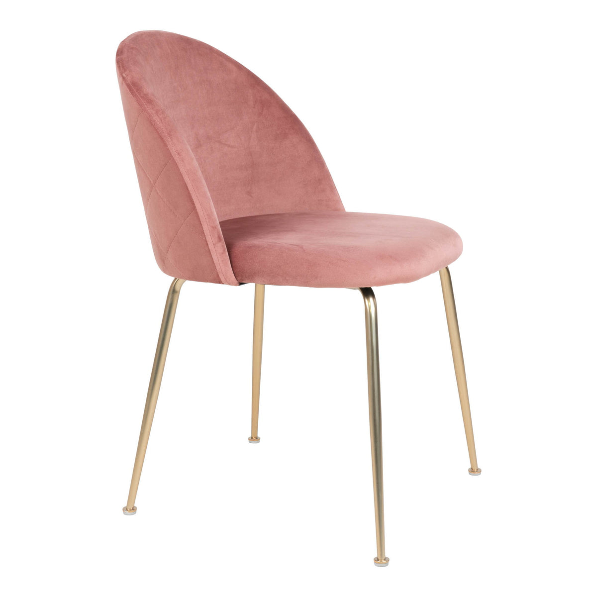 Cadeira de Jantar Geneve em Veludo Rosa, Pés Cor Latão