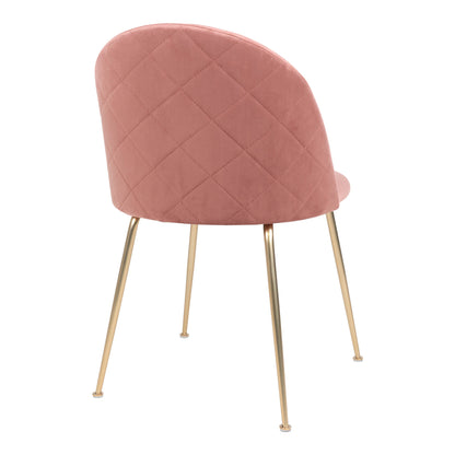 Cadeira de Jantar Geneve em Veludo Rosa, Pés Cor Latão