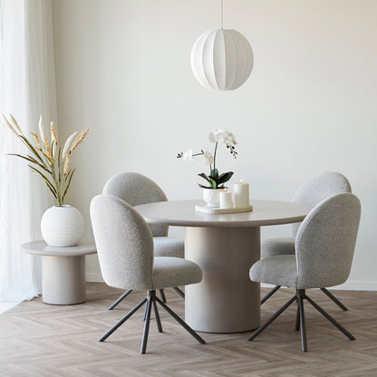 Lana Swivel Dining Chair in Sand Bouclé