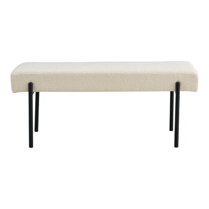 Swindon Bench in White Bouclé — 100 × 36 × 42.5 cm