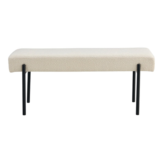 Swindon Bench in White Bouclé — 100 × 36 × 42.5 cm